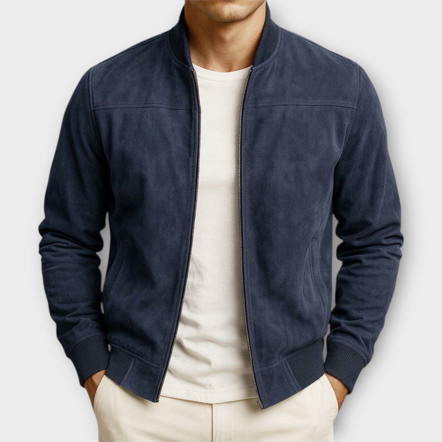 VESTE BOMBER EN CUIR SUEDE HOMME