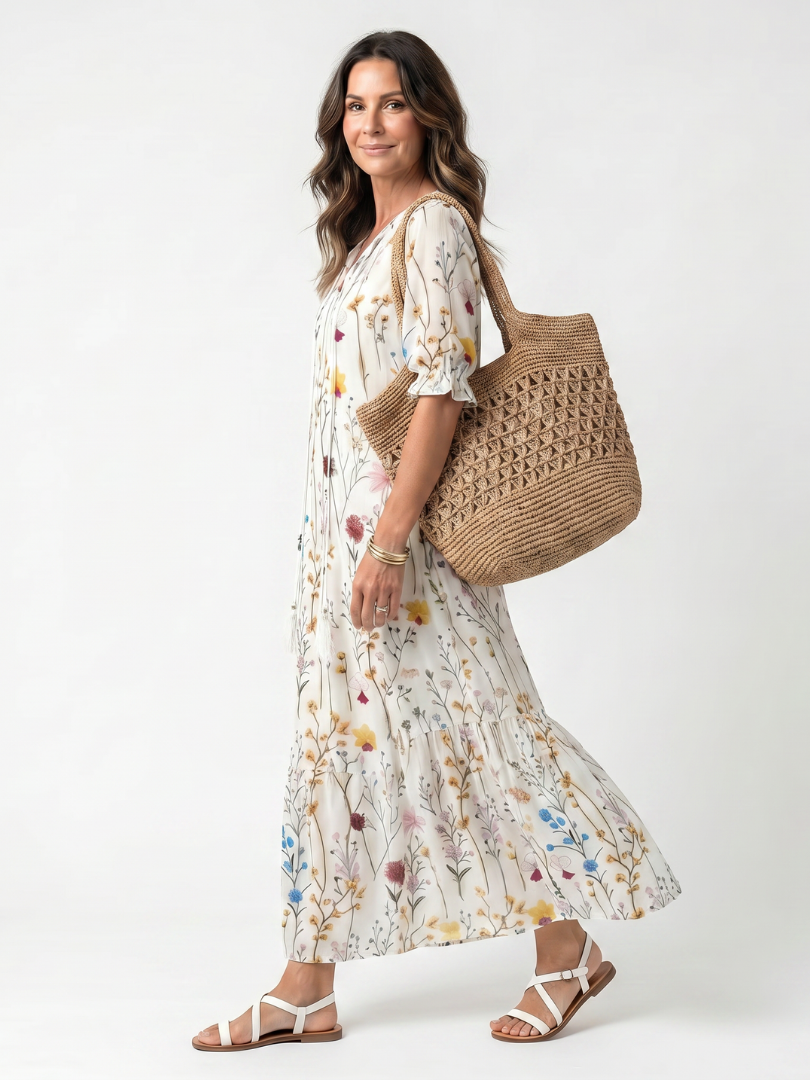 Robe Midi Bohème à Pompons Nathalie