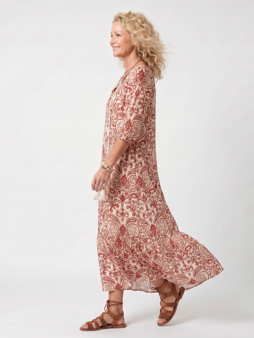 Robe Midi Bohème à Pompons Lucie
