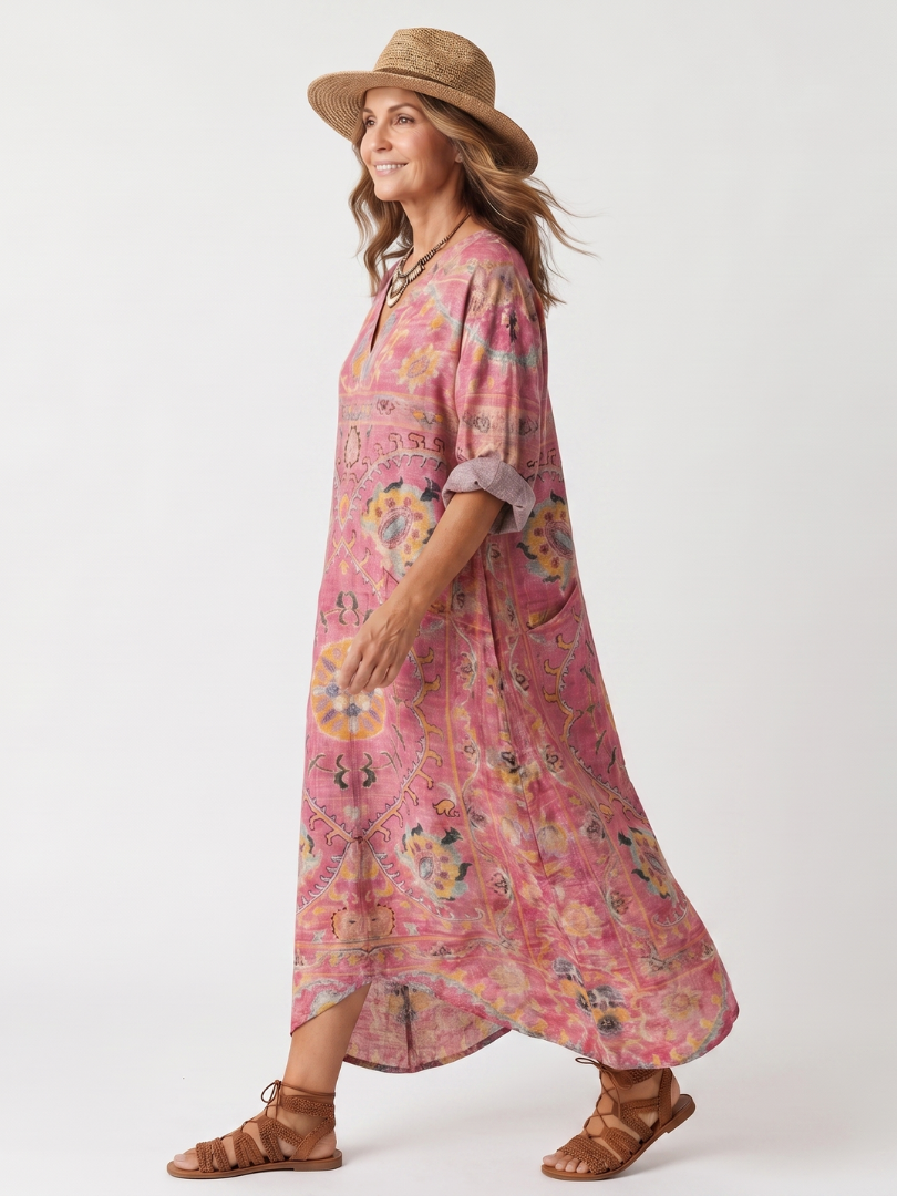 Robe Midi Imprimée à Poches Margot