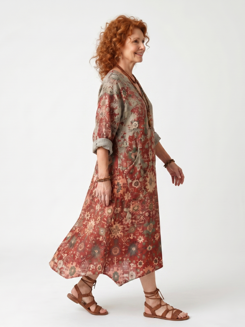 Robe Midi Imprimée à Poches Sylvie