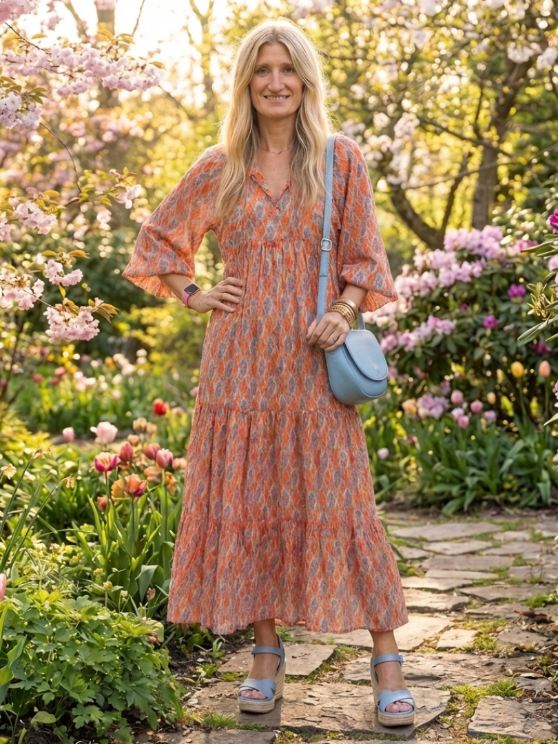 Robe Midi à Imprimé Géométrique Amara
