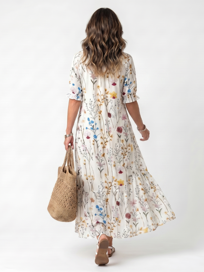 Robe Midi Bohème à Pompons Nathalie