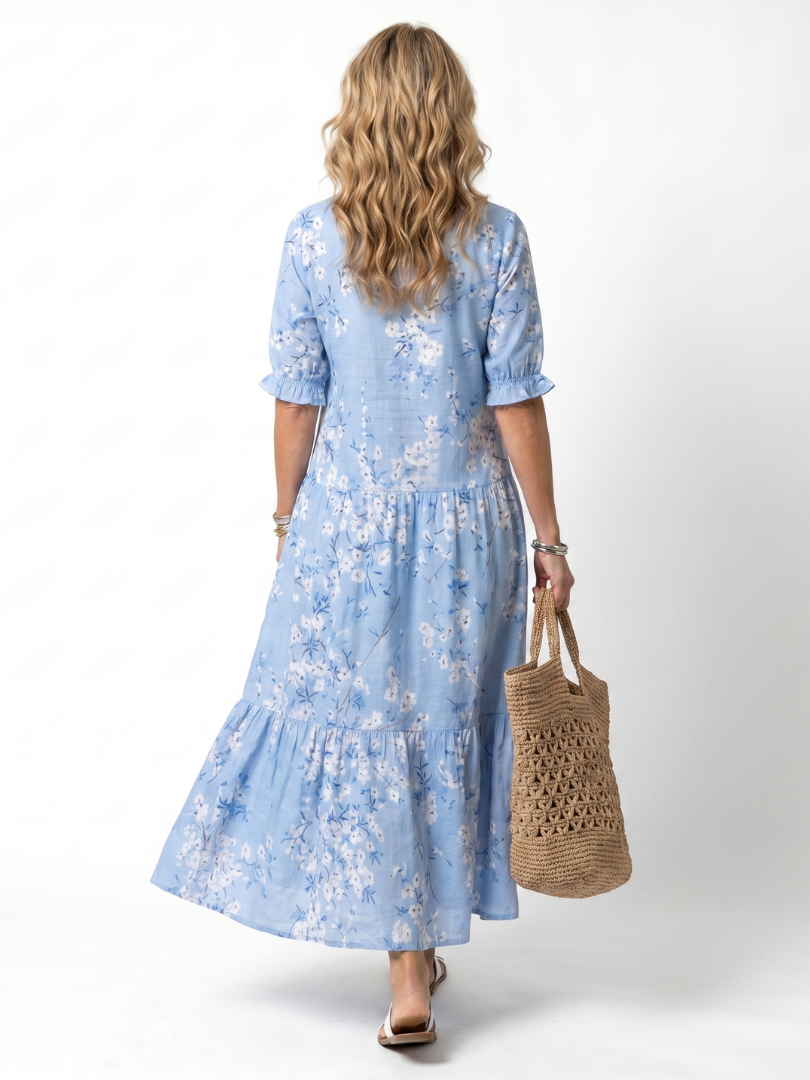Robe Midi Fleurie à Pompons Michèle