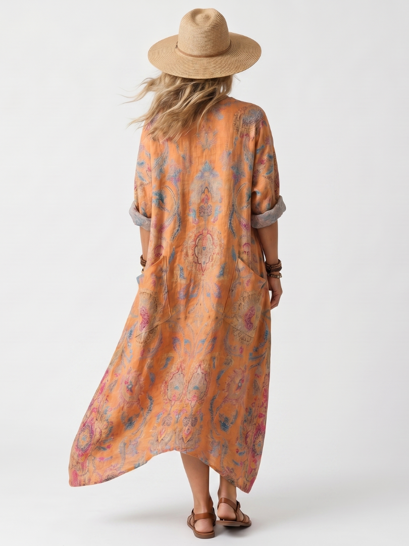 Robe Midi Imprimée à Poches Sophie