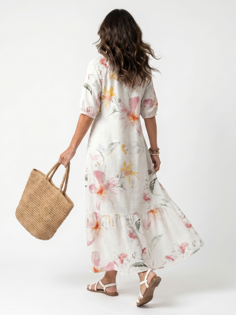 Robe Midi Fleurie à Volants Pauline