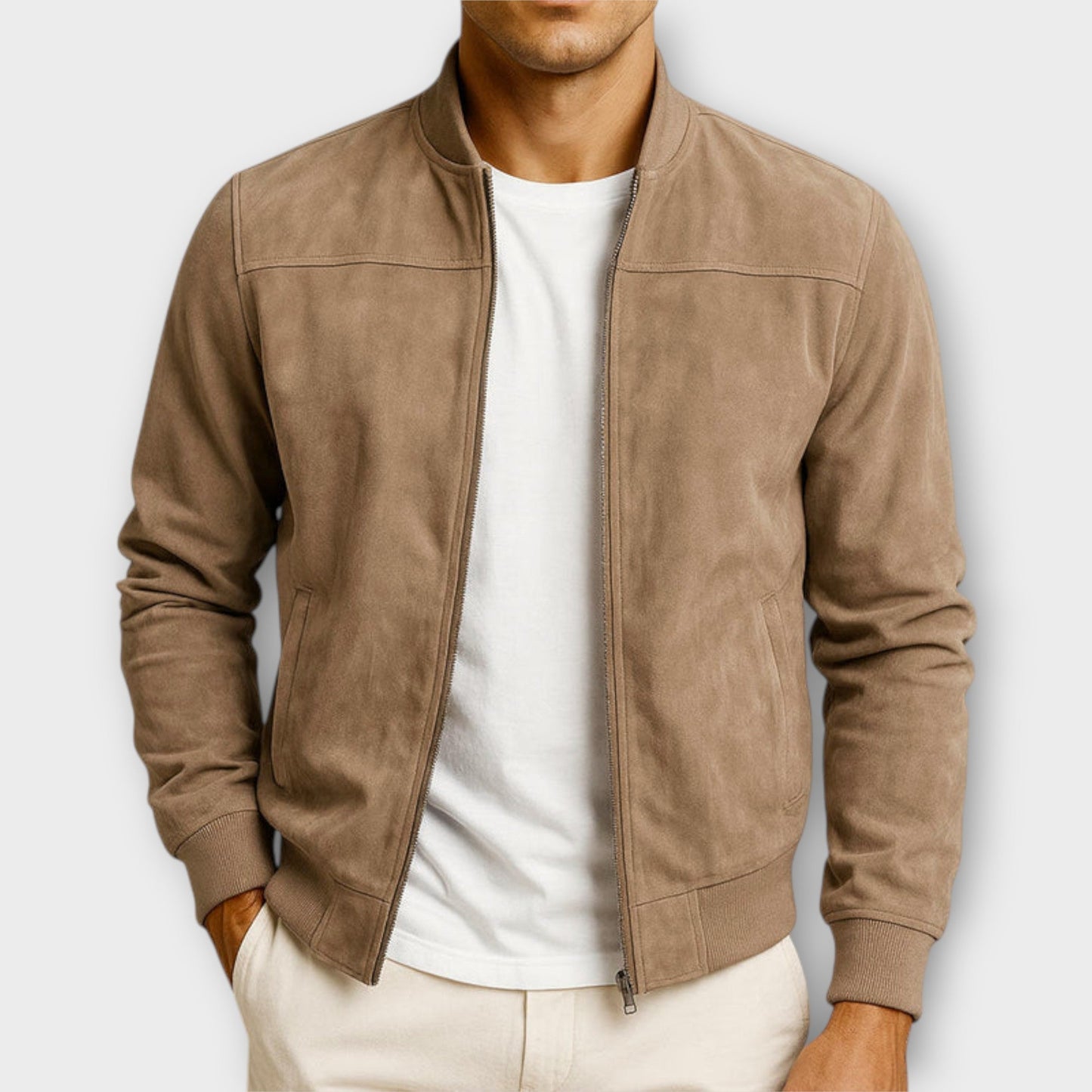 VESTE BOMBER EN CUIR SUEDE HOMME
