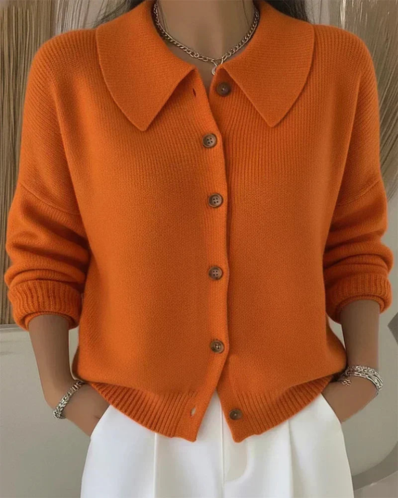Estelle - Gilet en Maille à Col Chemise