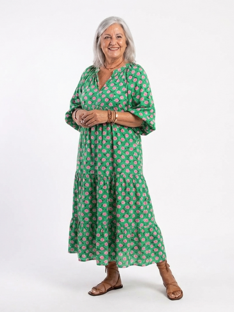Robe Midi Fleurie à Volants Camille