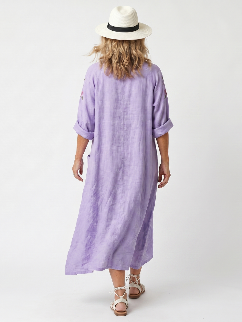 Robe Midi Brodée à Poches Sandrine