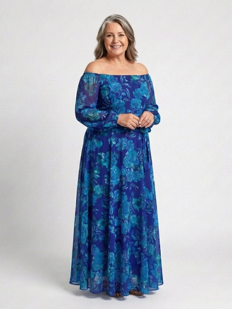 Robe Maxi Fleurie à Épaules Dégagées Aspen