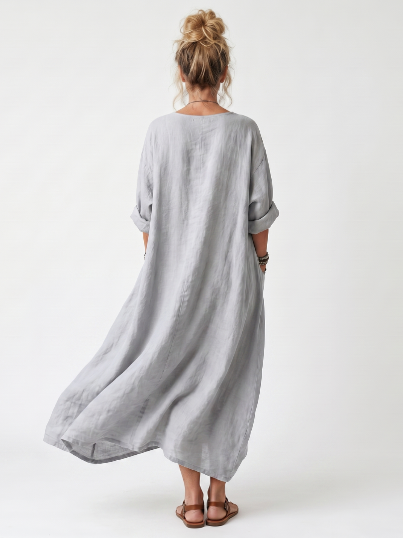 Robe Midi Brodée Contrastée Véronique