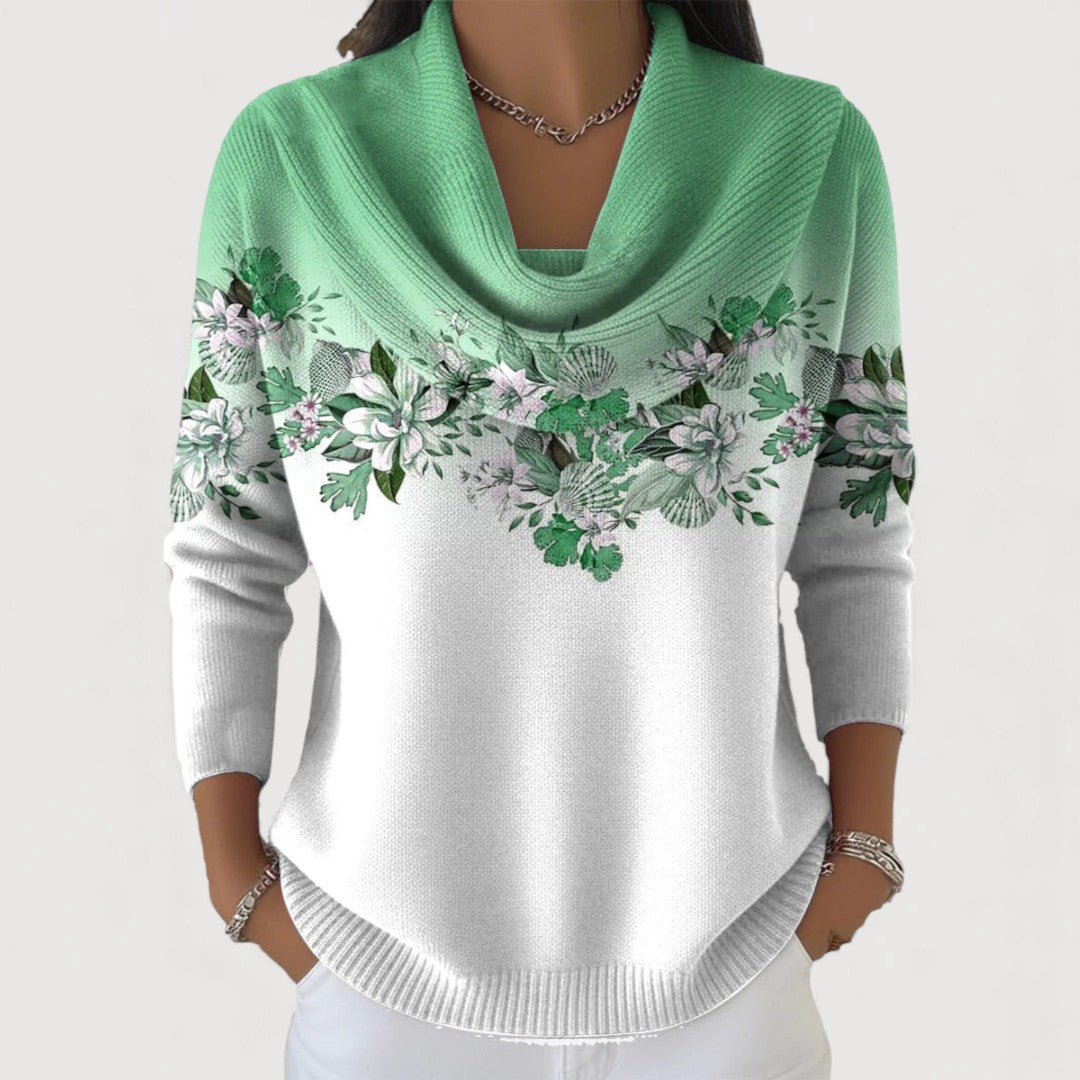 Aube - Pull Fleuri à Col Roulé