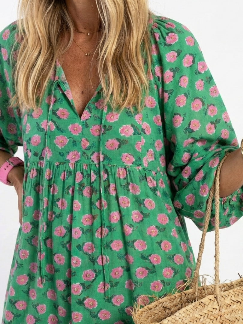 Robe Midi Fleurie à Volants Camille