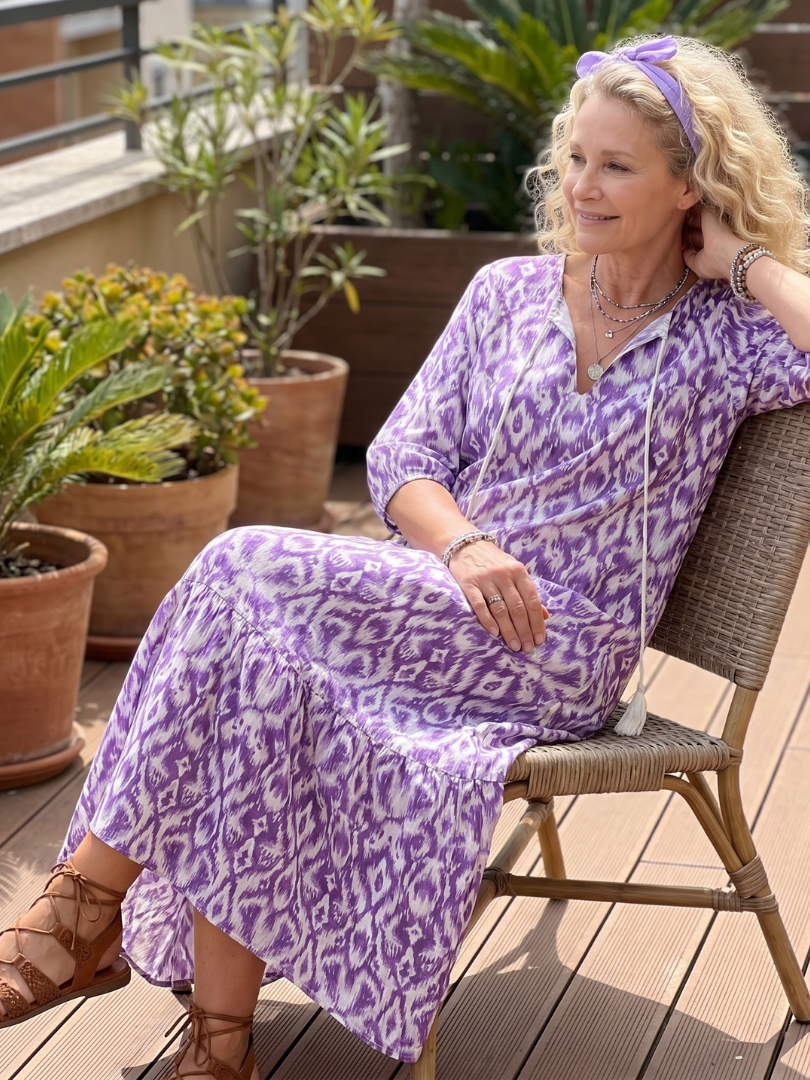 Robe Midi Imprimée à Pompons Brigitte