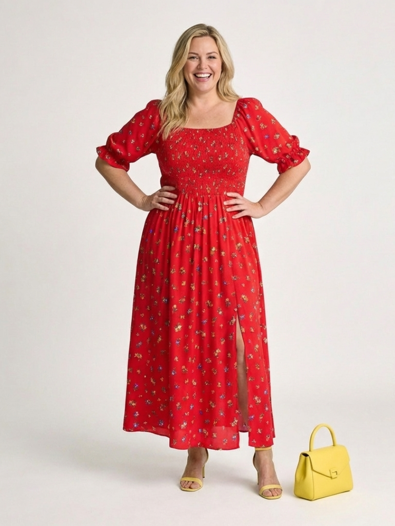 Claire Marceaux | Robe Midi à Manches Bouffantes Delphine