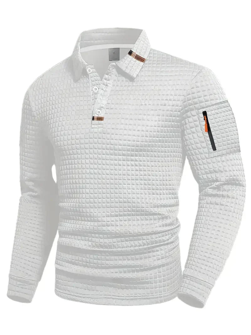 POLO À MANCHES LONGUES TEXTURÉE