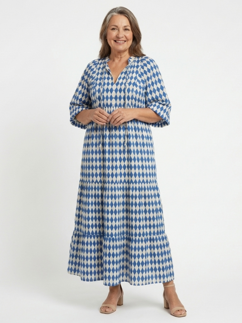 Robe Midi à Imprimé Diamant Elodie