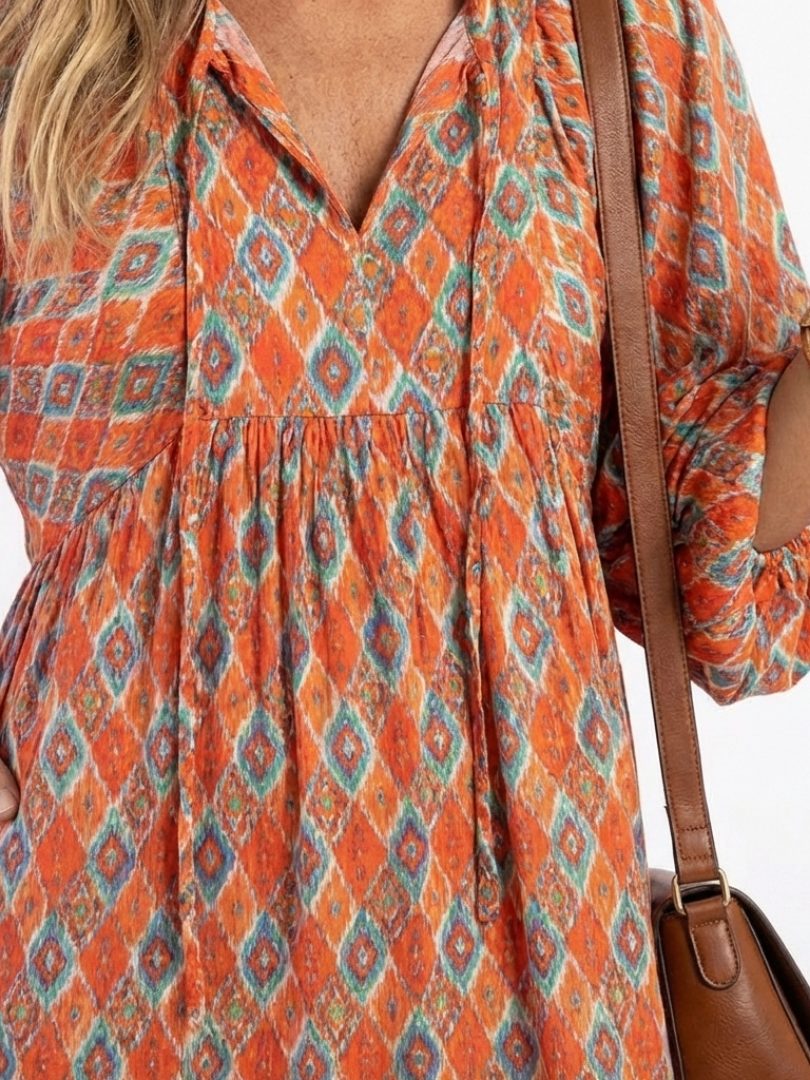 Robe Midi Géométrique à Volants Chloé