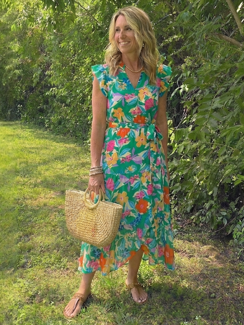 Robe Midi Évasée à Imprimé Floral Lila