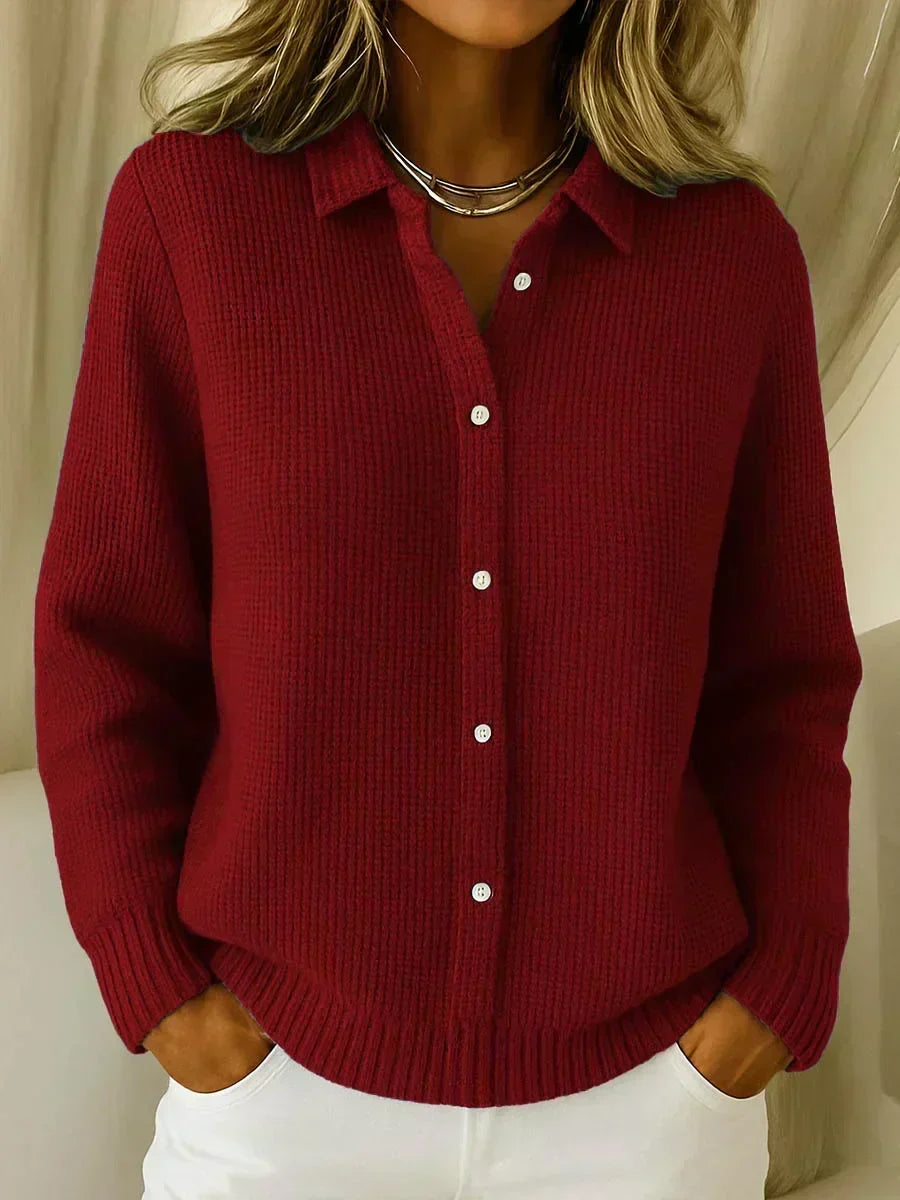 Carmen - Gilet en Maille Texturé à Boutons