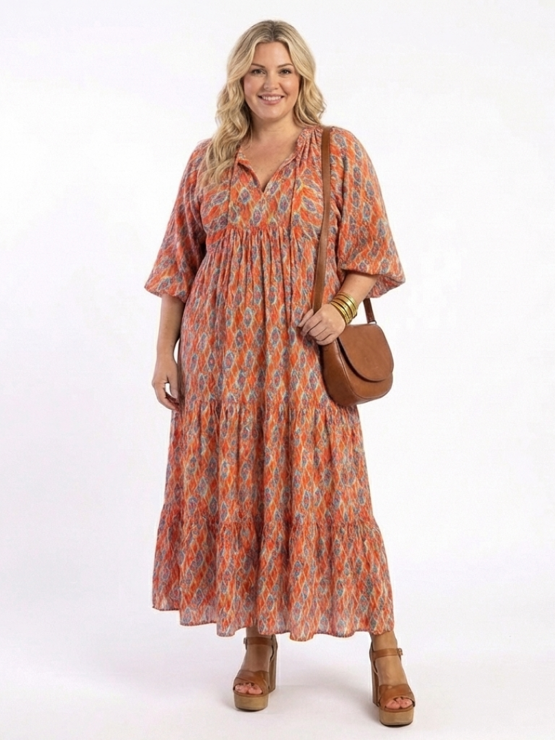 Robe Midi à Imprimé Géométrique Amara