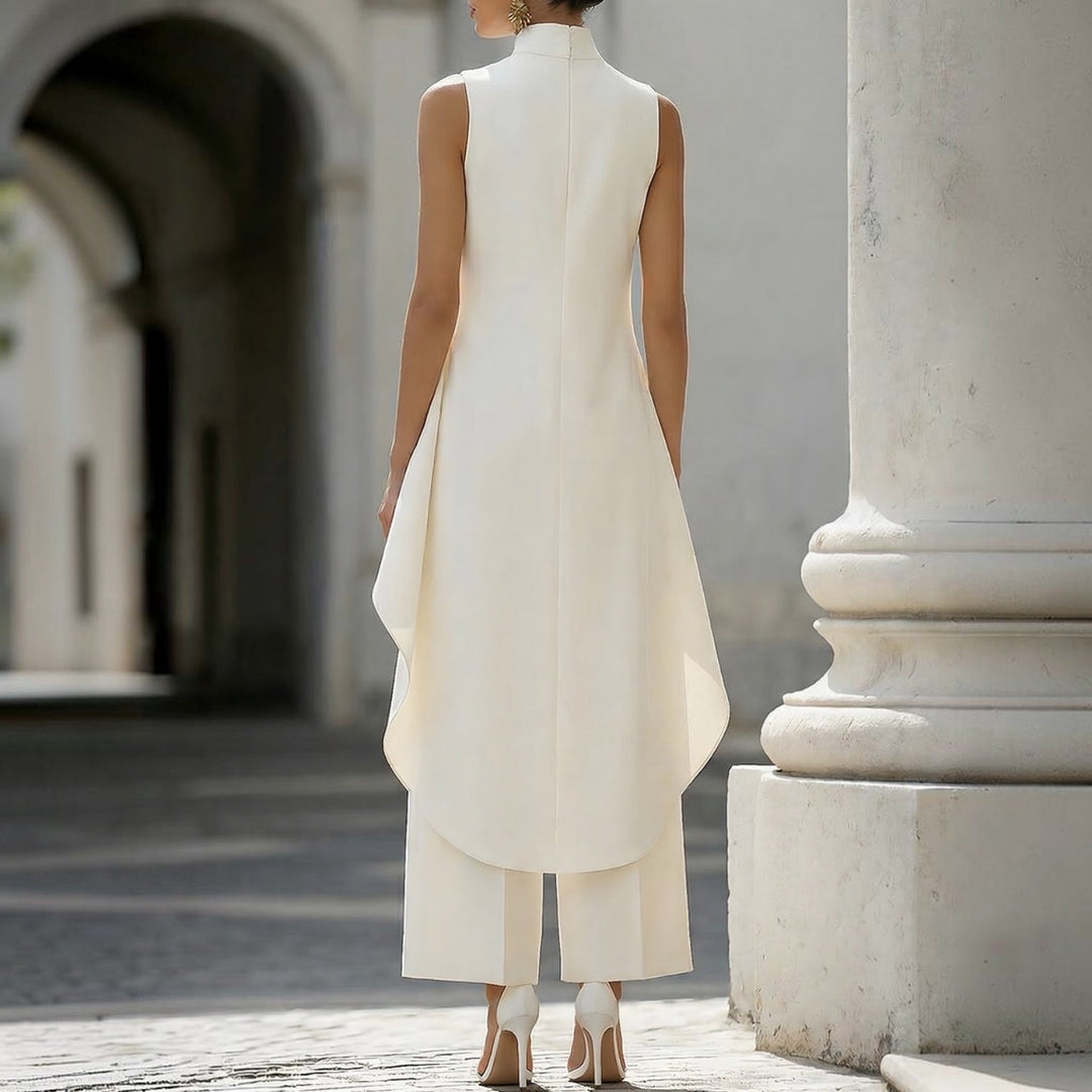 Valentina | Combinaison Chic à Col Montant et Haut Drapé