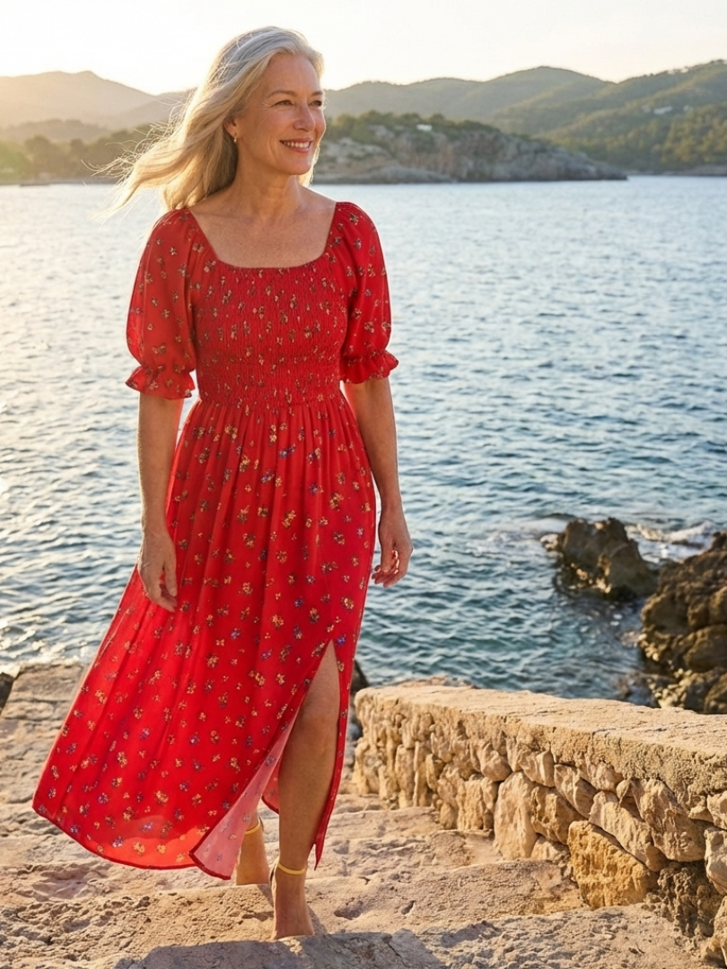 Claire Marceaux | Robe Midi à Manches Bouffantes Delphine