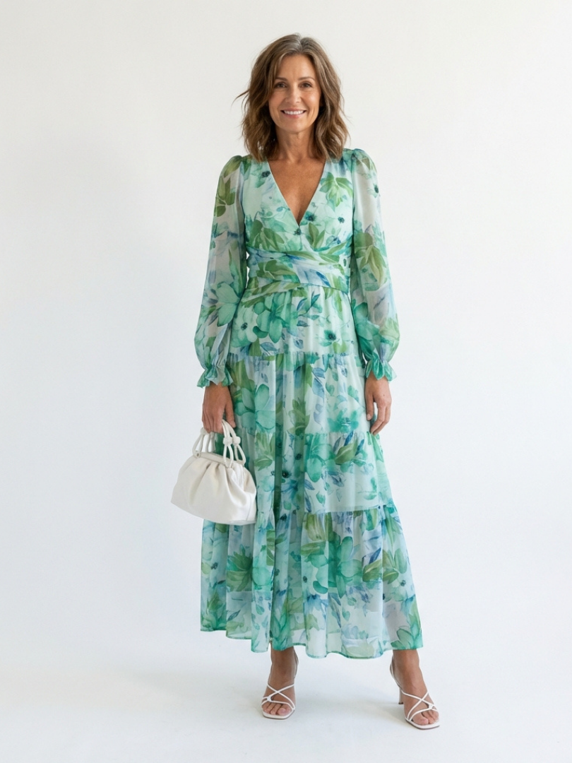 Robe Maxi Fleurie à Manches Longues Althea