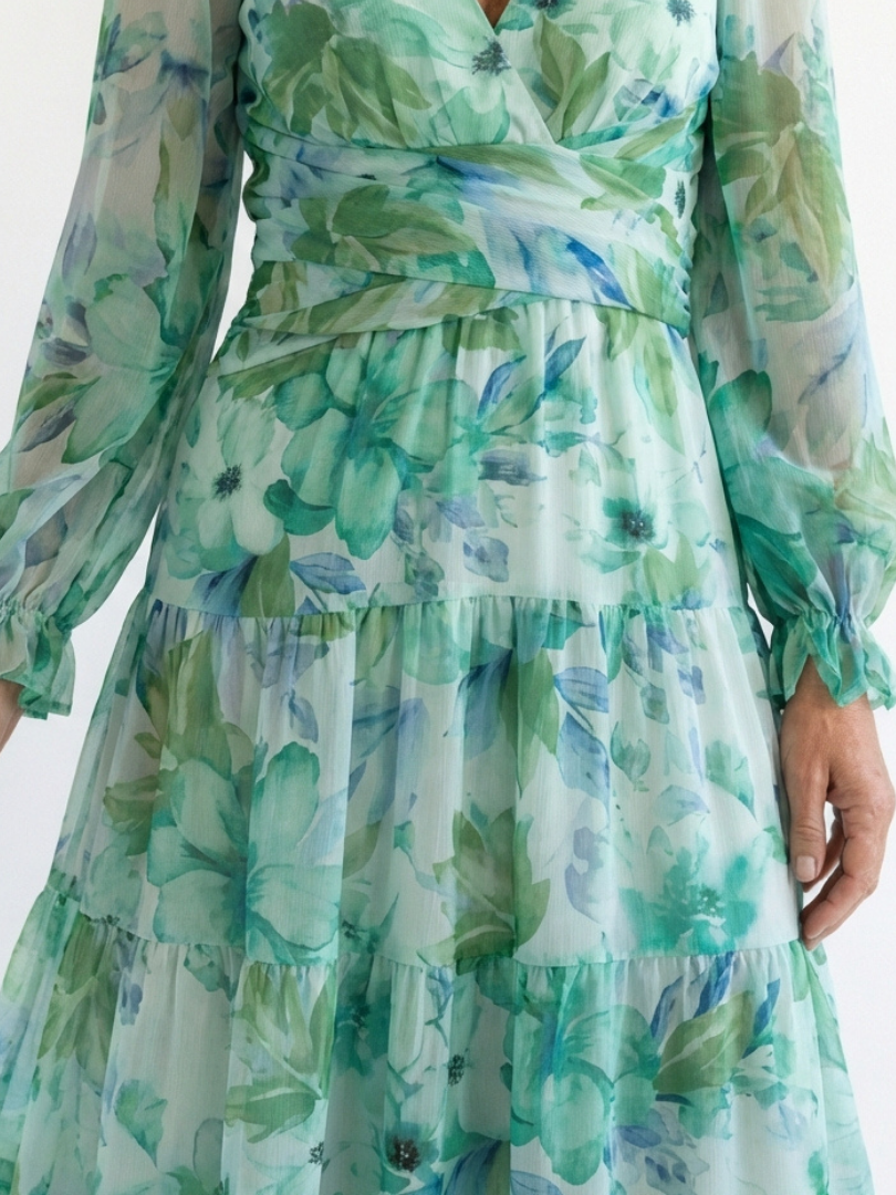 Robe Maxi Fleurie à Manches Longues Althea
