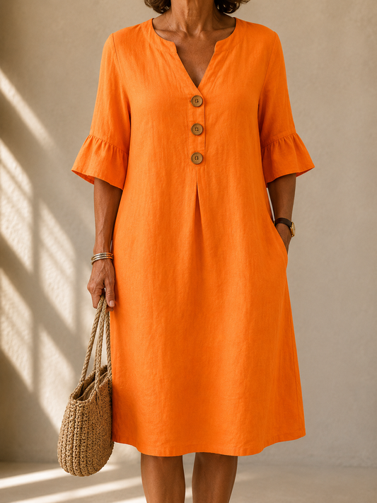 Robe Boutonnée Col V Mathilde