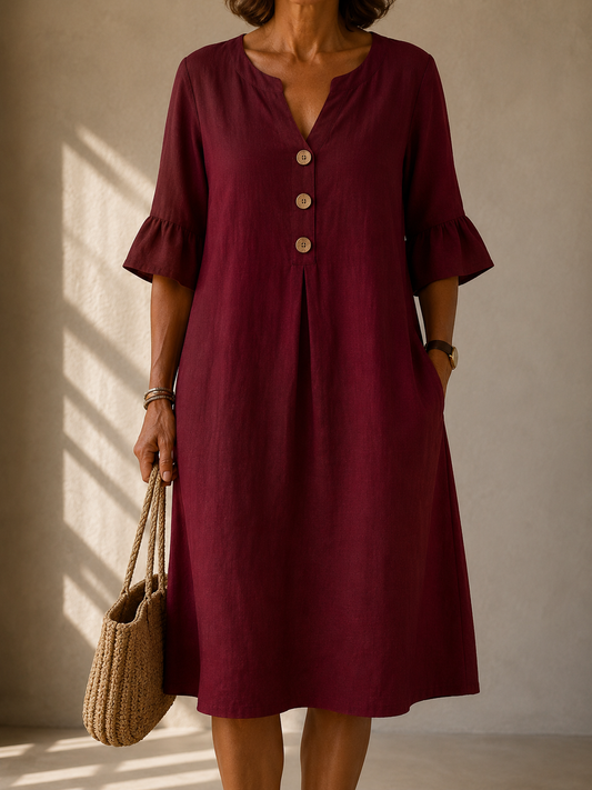 Robe Boutonnée Manches Volantées Brigitte
