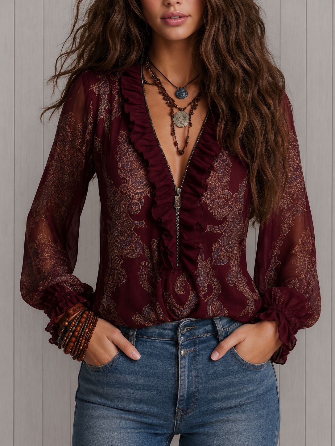 Claire Marceaux | Blouse Raffinée à Volants Éléonore