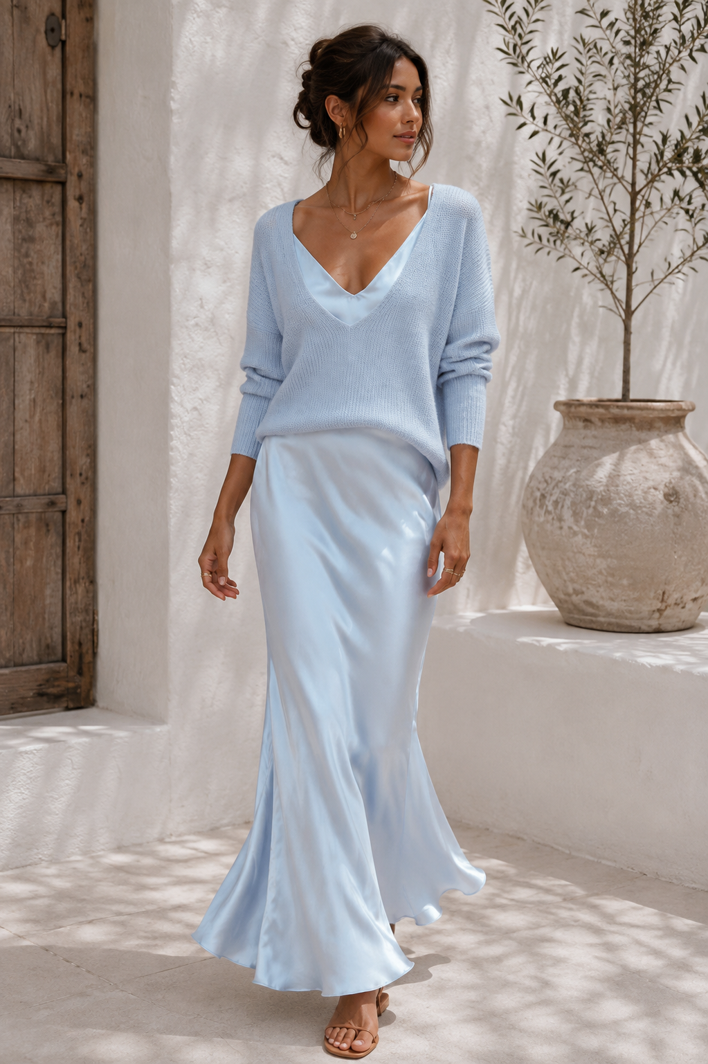 Amélie | Robe en Satin Élégante avec Pull