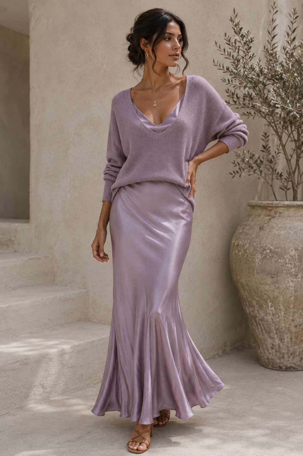 Amélie | Robe en Satin Élégante avec Pull
