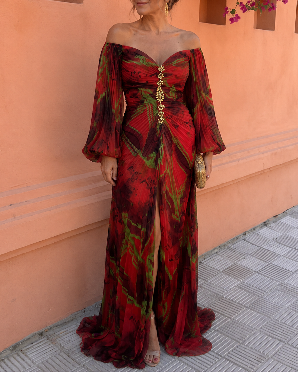 Robe Longue Fleurie Col V Juliette