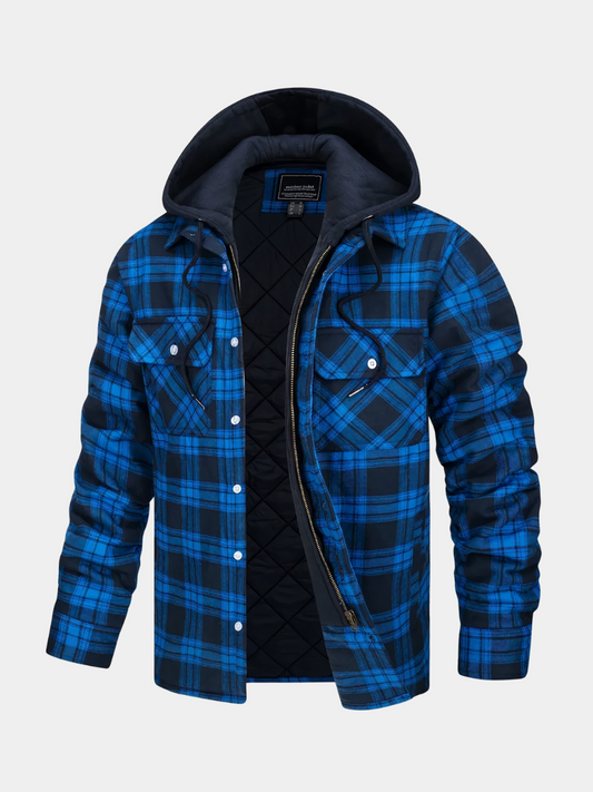 VESTE À CARREAUX AVEC CAPUCHE