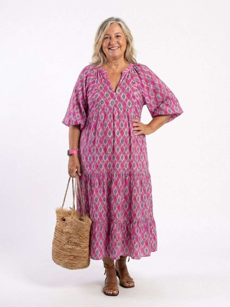 Robe midi à manches trois quarts Apolline