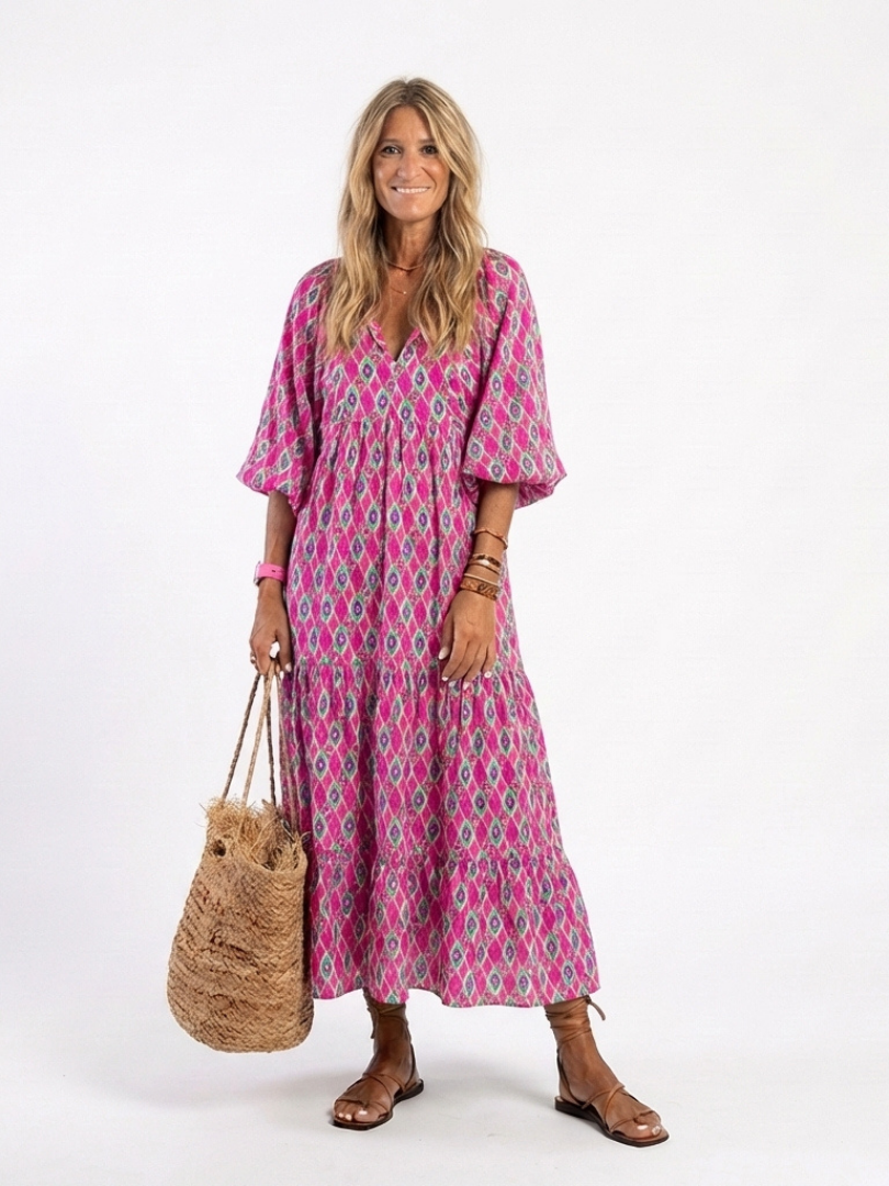 Robe midi à manches trois quarts Apolline