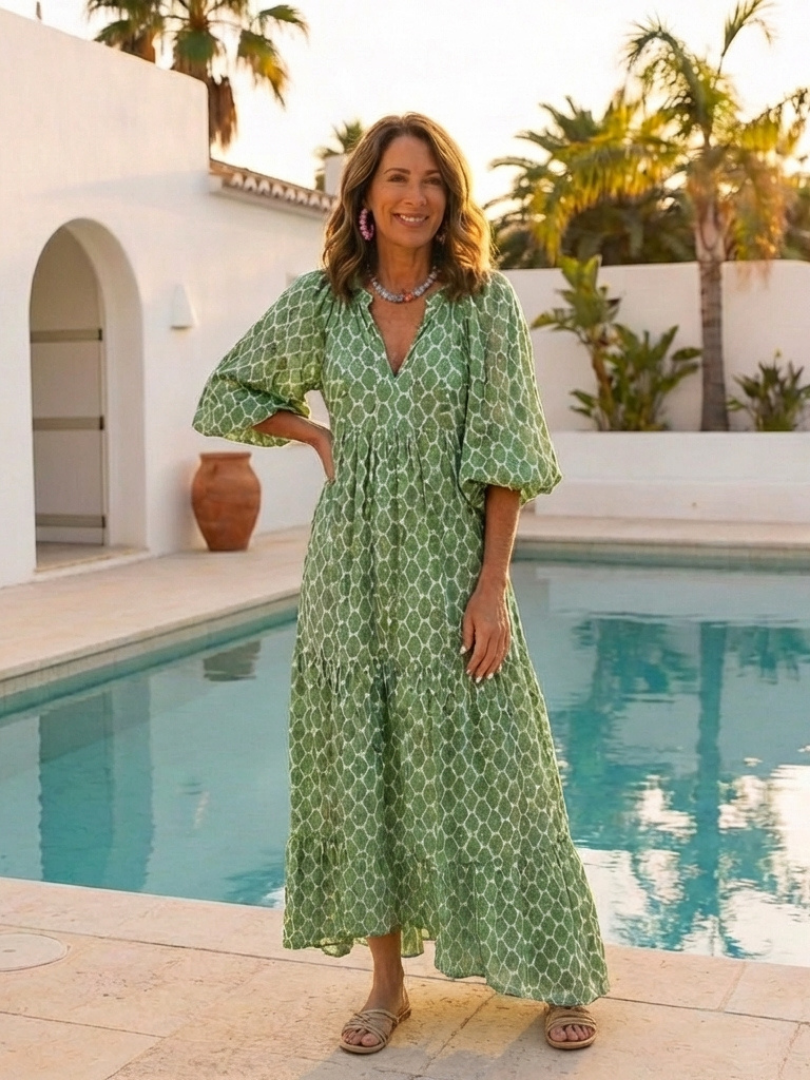 Robe midi à manches trois quarts Apolline