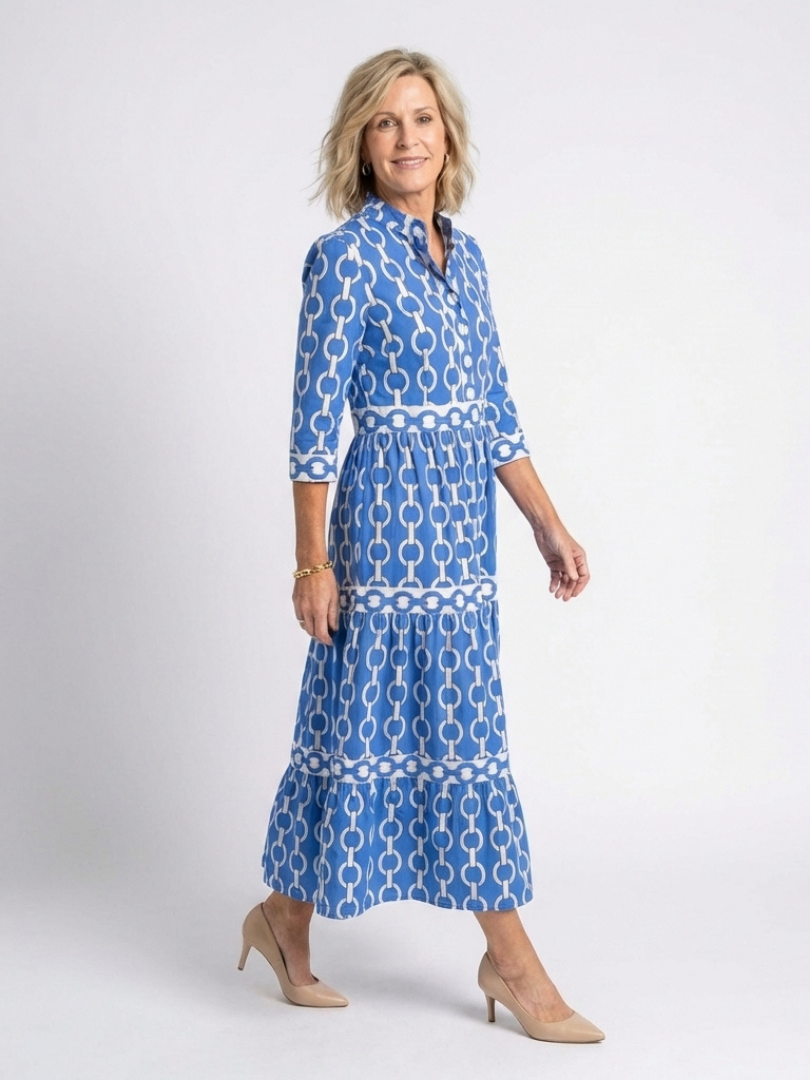Robe midi à manches trois quarts Ysolde