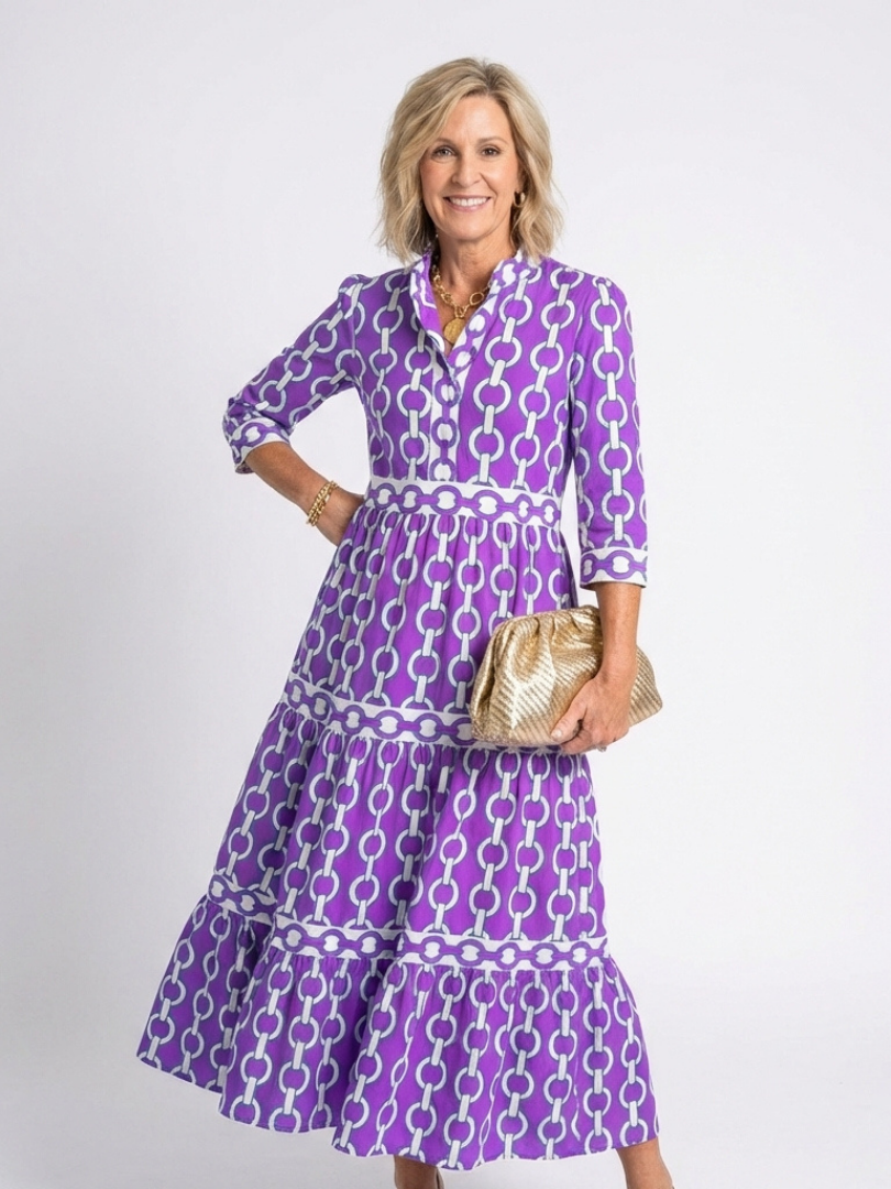 Robe midi à manches trois quarts Ysolde