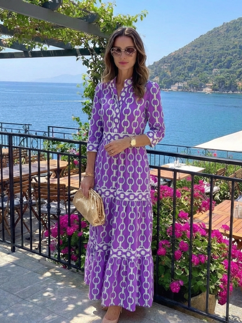 Robe midi à manches trois quarts Ysolde