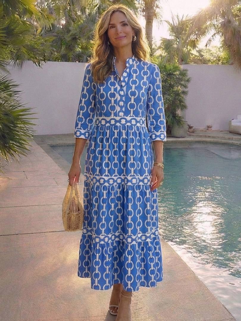 Robe midi à manches trois quarts Ysolde
