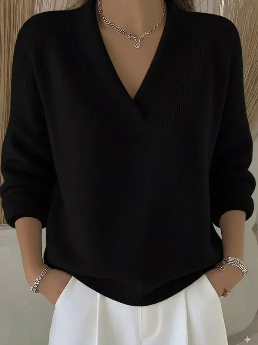 Violette - Pull Ample à Col en Pointe