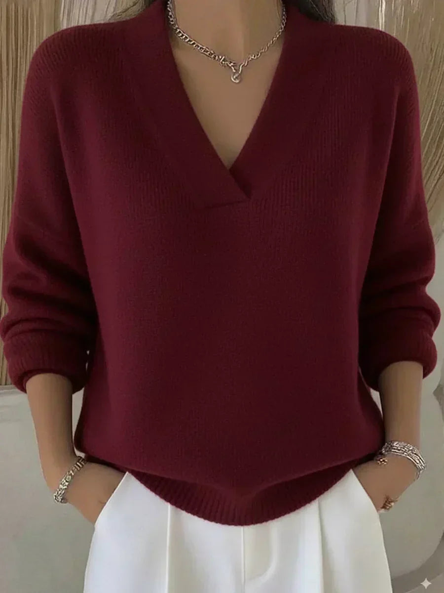 Violette - Pull Ample à Col en Pointe