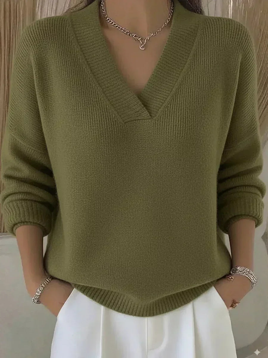 Violette - Pull Ample à Col en Pointe