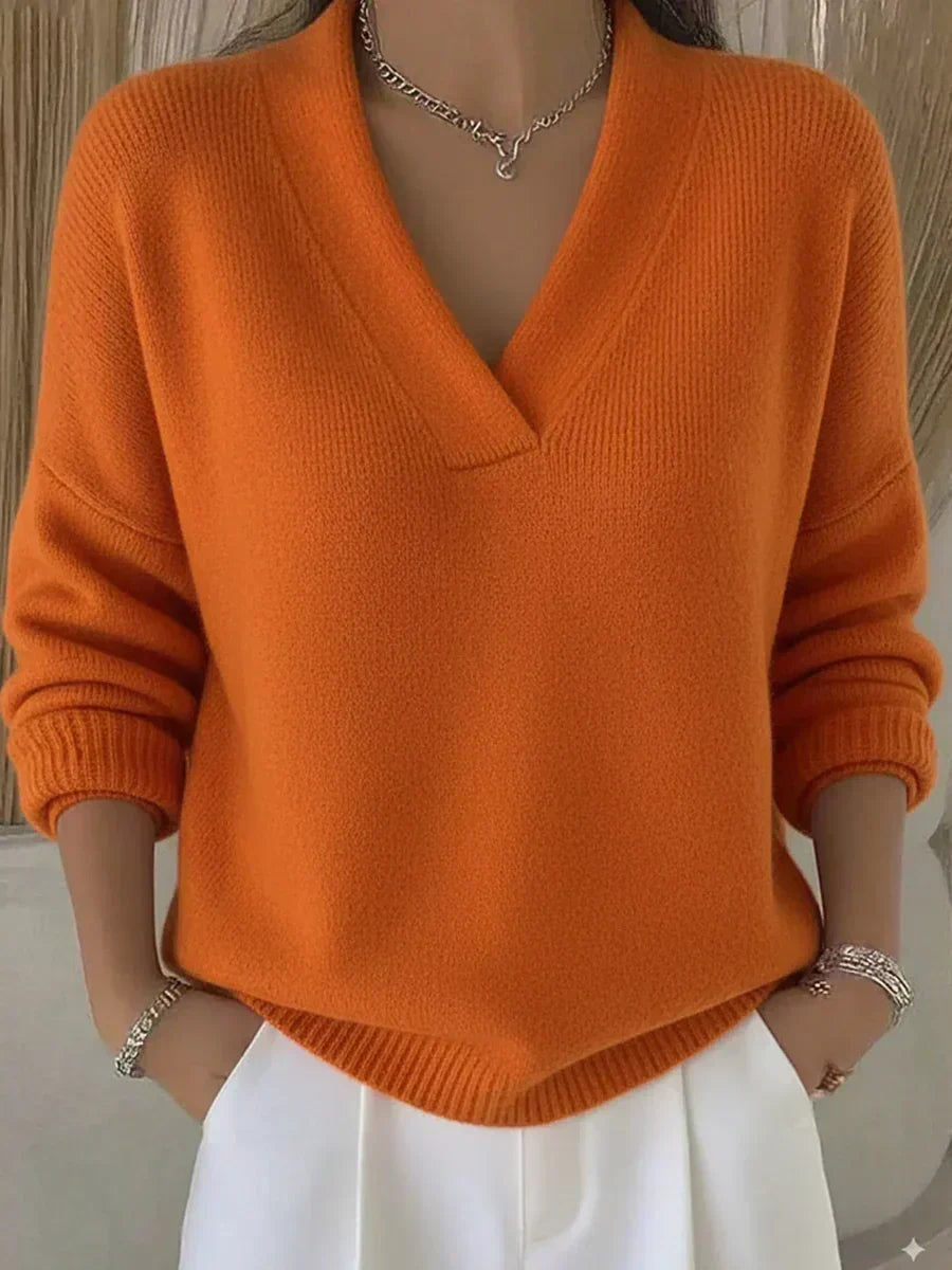 Violette - Pull Ample à Col en Pointe