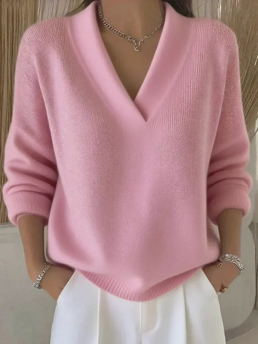 Violette - Pull Ample à Col en Pointe