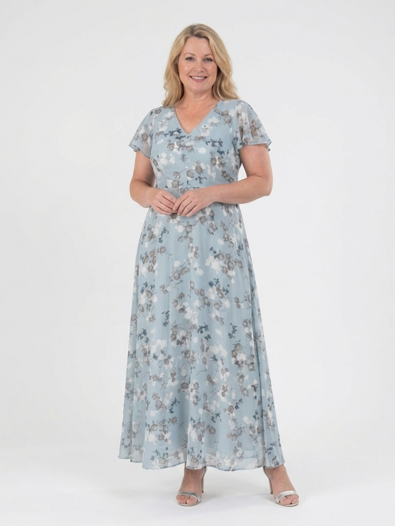 Robe Maxi en Chiffon Floral Ismeria